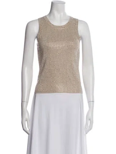 Pre-owned Aya Muse Crew Neck Sleeveless Top In Neutral