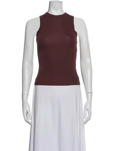 Pre-owned Aya Muse Crew Neck Sleeveless Top W/ Tags In Burgundy