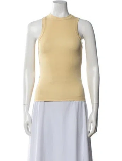 Pre-owned Aya Muse Crew Neck Sleeveless Top W/ Tags In Yellow