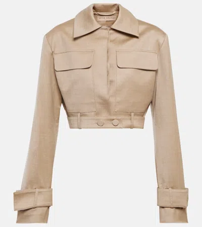 Aya Muse Cropped Wool-blend Jacket In Sand