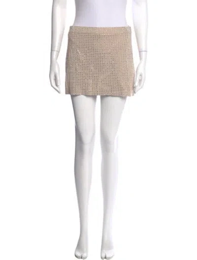 Pre-owned Aya Muse Crystal Embellishments Mini Skirt In Brown