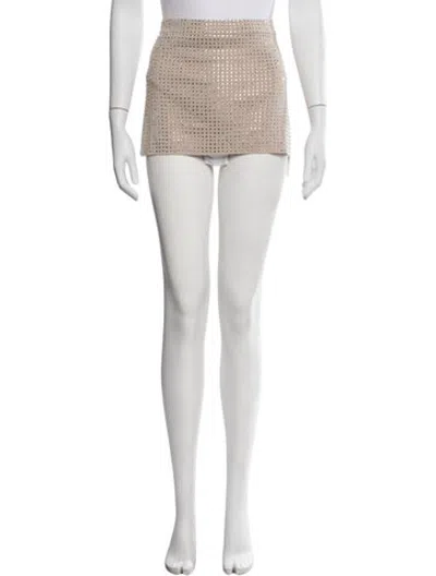 Pre-owned Aya Muse Crystal Embellishments Mini Skirt In Neutrals