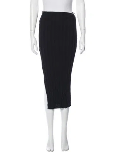 Pre-owned Aya Muse Cutout Accent Midi Length Skirt In Black