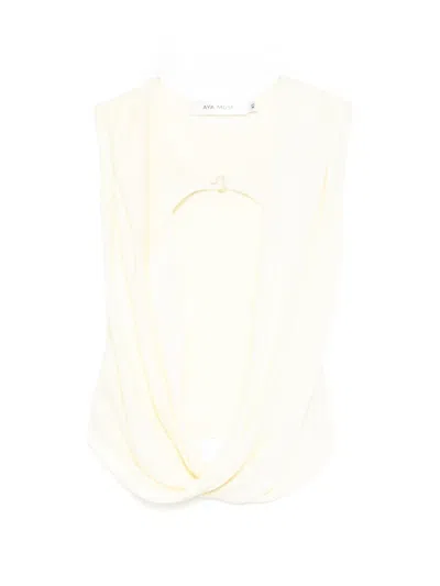 Aya Muse Cut-out Draped Top In Brown