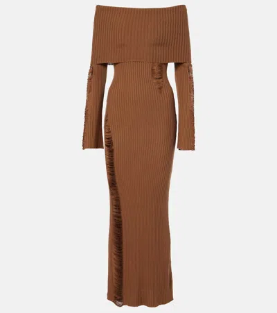 Aya Muse Danica Silk-blend Maxi Dress In Brown