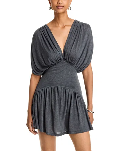 Aya Muse Daro V Neck Draped Sleeve Mini Dress In Animal Print