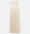 Aya Muse Dia Strapless Gathered Midi Dress In White