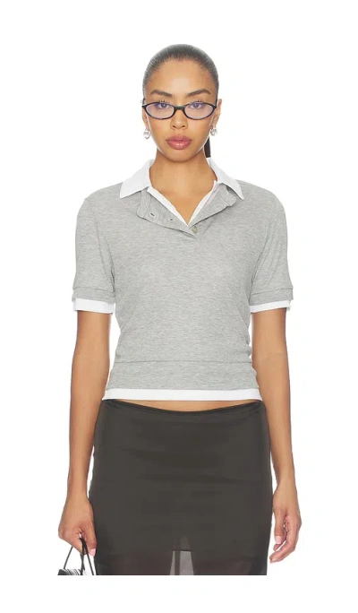 Aya Muse Double Polo Tee In Gray