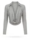 Aya Muse Draped Collared Top In Gray