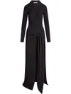 Aya Muse Saros Asymmetric Knit Cotton-blend Polo Maxi Dress In Black