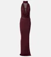Aya Muse Draped Halterneck Gown In Burgund