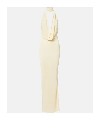 Aya Muse Draped Jersey Gown In Neutral