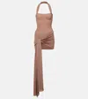 Aya Muse Draped Lamé Minidress In Pink