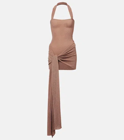Aya Muse Draped Lamé Minidress In Pink