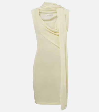 Aya Muse Draped Scarf-detail Minidress In Yellow