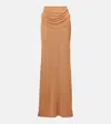 Aya Muse Draped Semi-sheer Maxi Skirt In Beige