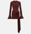 Aya Muse Draped Silk And Cotton Minidress In Burgundy