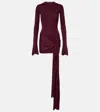 Aya Muse Draped Silk-blend Jersey Minidress In Burgundy
