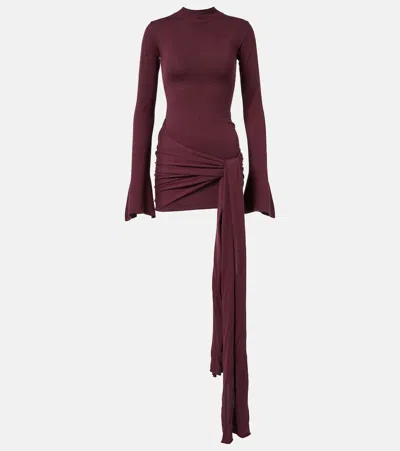 Aya Muse Draped Silk-blend Jersey Minidress In Burgundy