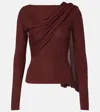 Aya Muse Draped Silk-blend Top In Burgundy