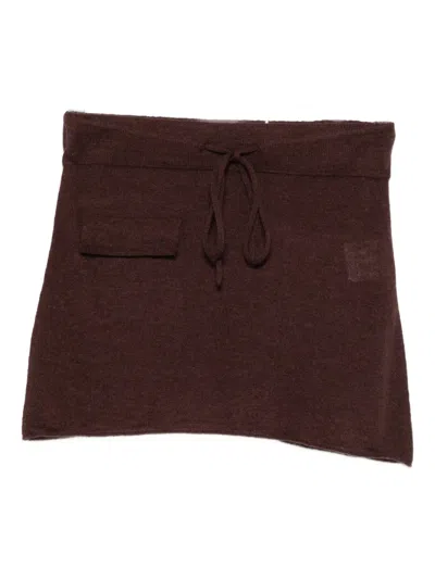 Aya Muse Drawstring-waist Mini Skirt In Brown