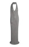 Aya Muse Eden Ribbon-knit Cotton-blend Maxi Dress In Grey