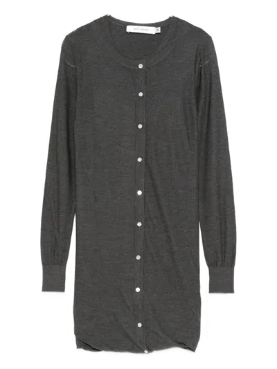 Aya Muse Eira Buttoned Mini Dress In Gray