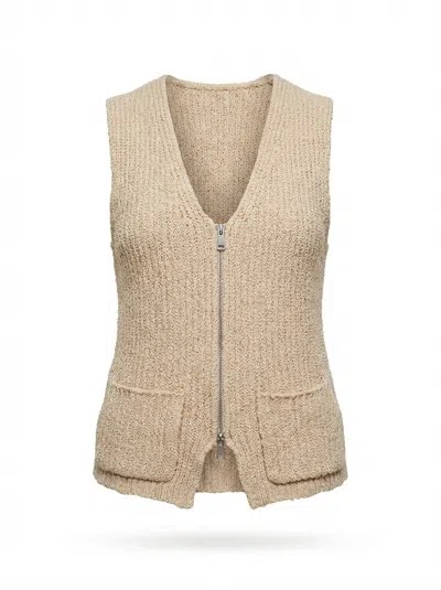 Aya Muse Elastic Ribbed Knitted Jacket In Neutral
