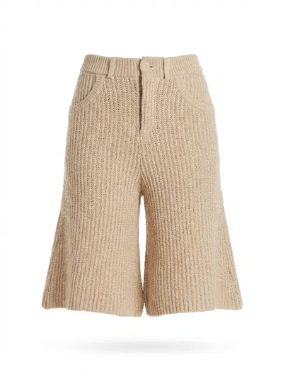 Aya Muse Elastic Ribbed Knitted Shorts In Brown