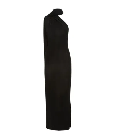 Aya Muse Electra Plain Knit Long Dress In Black