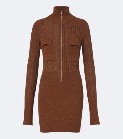 Aya Muse Eora Knitted Cotton And Silk Minidress In Brown