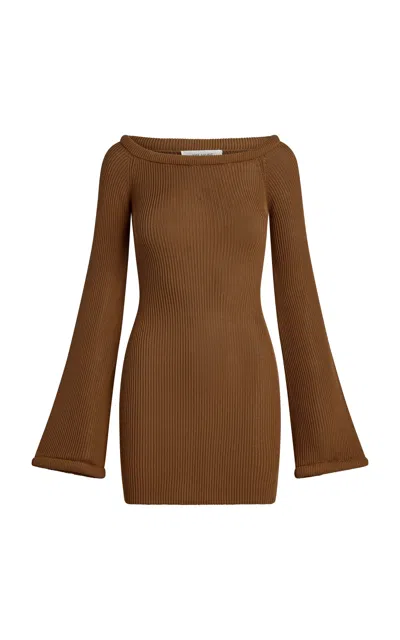 Aya Muse Eos Knit Silk-cotton Mini Dress In Orange