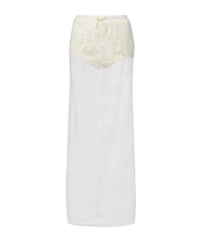 AYA MUSE ETERI BOW-DETAIL FLORAL LACE MAXI SKIRT