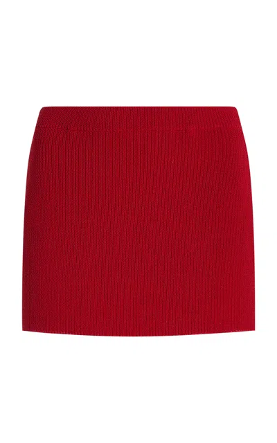 Aya Muse Exclusive Knit Cotton-blend Mini Skirt In Red