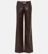 Aya Muse Polished Faux Leather Casual Pants In Brown