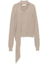 Aya Muse Neutral Scarf-detail Cardigan In Neutrals