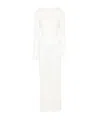 Aya Muse Fine-knit Ultra-long Dress In White