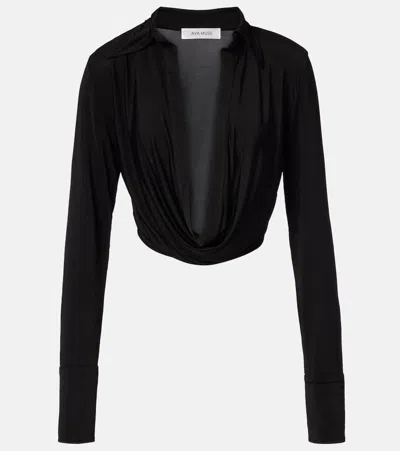Aya Muse Freya Draped Crop Top In Black