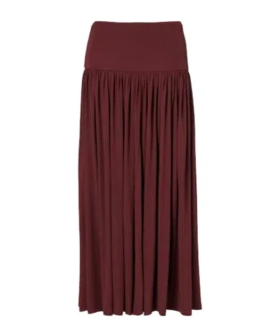 Aya Muse Gathered Jersey Maxi Skirt In Burgundy