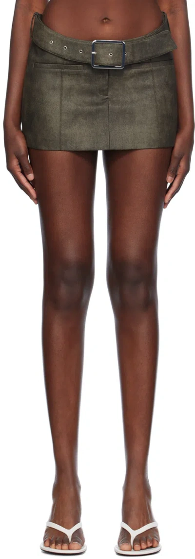 Aya Muse Granulated Synthetic Leather Short Skirt In Brown
