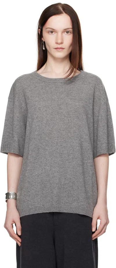 Aya Muse Gray Cashmere T-shirt In Charcoal