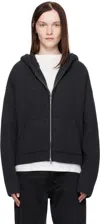 Aya Muse Gray Knit Zip Up Hoodie In Charcoal