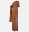 Aya Muse Hale One-shoulder Silk-blend Maxi Dress In Brown