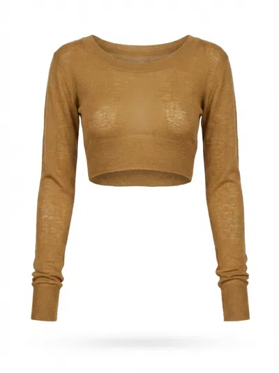 Aya Muse Half-translucent Knitted T-shirt In Brown