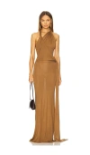 Aya Muse Halter Maxi Dress In Tigers Eye