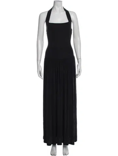 Pre-owned Aya Muse Halterneck Long Dress In Black