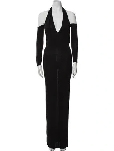 Pre-owned Aya Muse Halterneck Long Dress W/ Tags In Black
