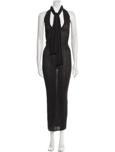 Pre-owned Aya Muse Halterneck Long Dress W/ Tags In Black