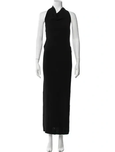 Pre-owned Aya Muse Halterneck Long Dress W/ Tags In Black