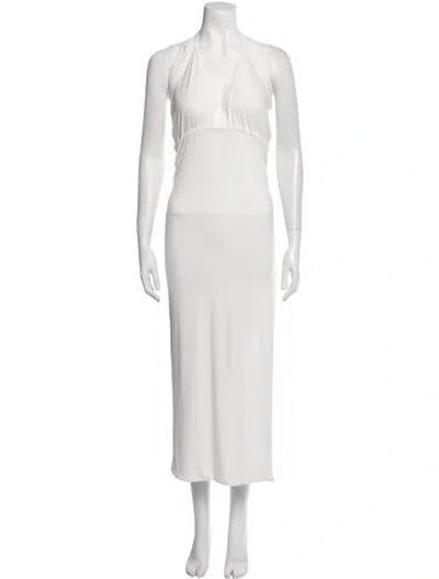 Pre-owned Aya Muse Halterneck Long Dress In White